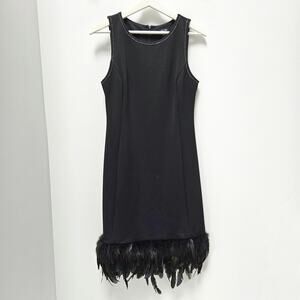 Nicole by Nicole Miller Black Feather Dress Size Small